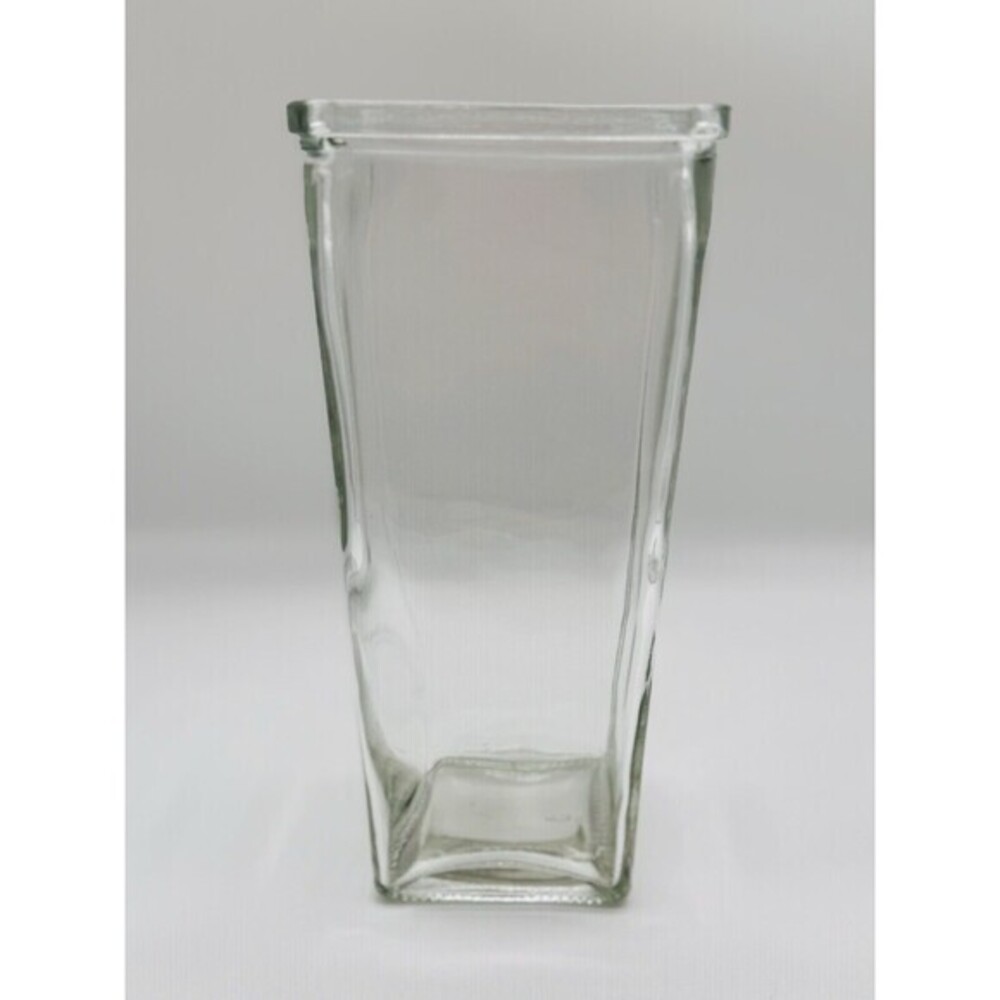 Retro 9" Tall Squared Glass Flower Vase - Classic Decor Flowers